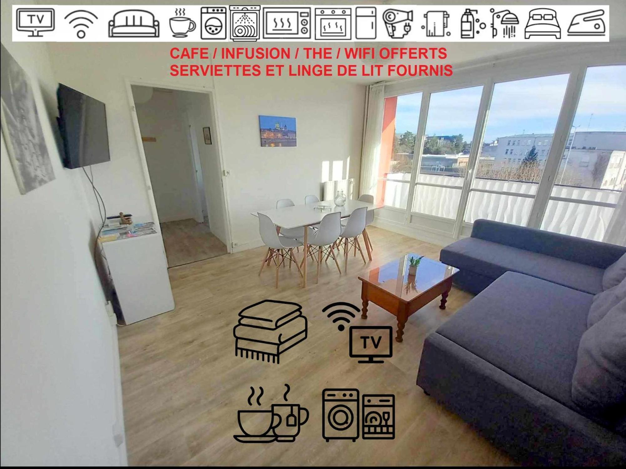 T3 57M2 Avec Balcon Proche Gare Sncf, Wifi Et Cafe Et The Offerts Appartement Orléans Buitenkant foto
